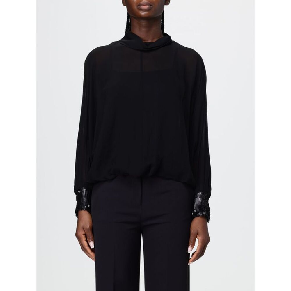 Hanita Women Hanita Draped Viscose Blouse With Sequins And Long Sleeves